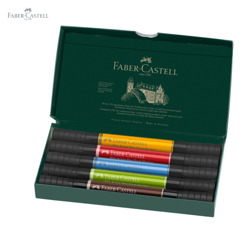 Set 5 markere duale Faber-Castell Pitt Artist Pen, varf pensula si liner, pentru desen si ilustratie [4]