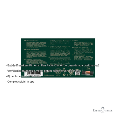 Set 5 markere duale Faber-Castell Pitt Artist Pen, varf pensula si liner, pentru portret si ilustratie [1]