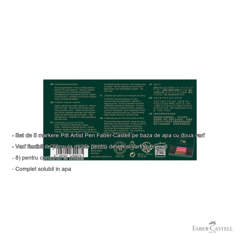 Set 5 markere duble Faber-Castell Pitt Artist Pen, varf pensula si liner, tema Flowers [1]