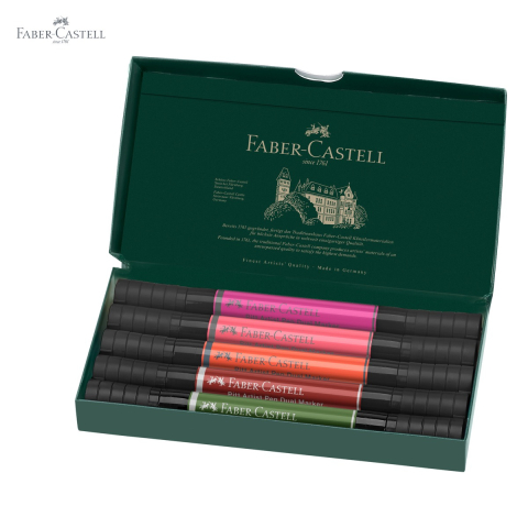 Set 5 markere duble Faber-Castell Pitt Artist Pen, varf pensula si liner, tema Flowers [4]
