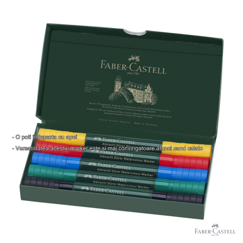 Set 5 markere solubile Faber-Castell A.Durer, cerneala pe baza de apa, pentru pictura acuarela si schita artistica [1]