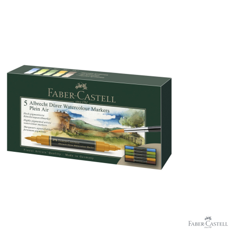 Set 5 markere solubile Faber-Castell Pitt Artist Pen, varf dublu pensula si fetru, pentru pictura peisaj [2]