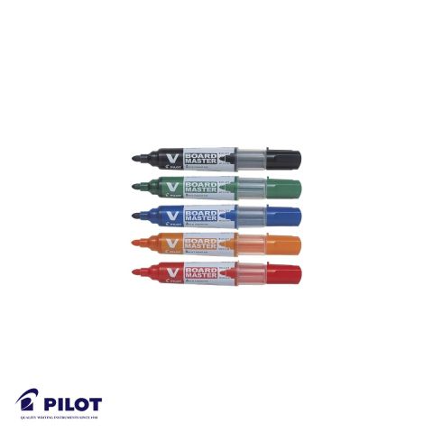 Set 5 markere whiteboard Pilot Vboard, varf rotund 6mm, cerneala lichida reincarcabila, din plastic reciclat [3]