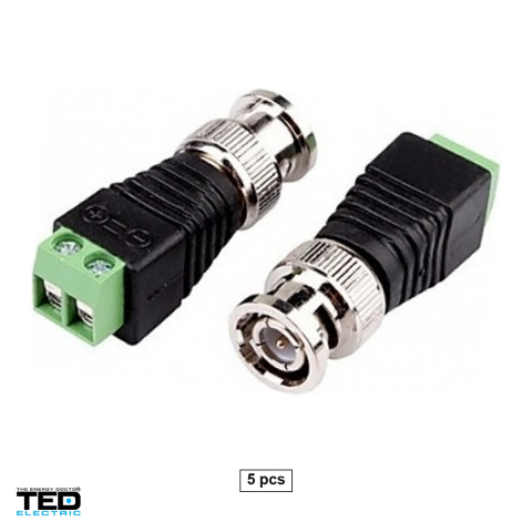 Accesorii supraveghere video - Set 5 mufe BNC cu suruburi TED980509, pentru cablu coaxial la camere de supraveghere