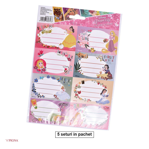Birotica papetarie - Set 5 pachete x 40 etichete autoadezive Pigna Princess, scolare