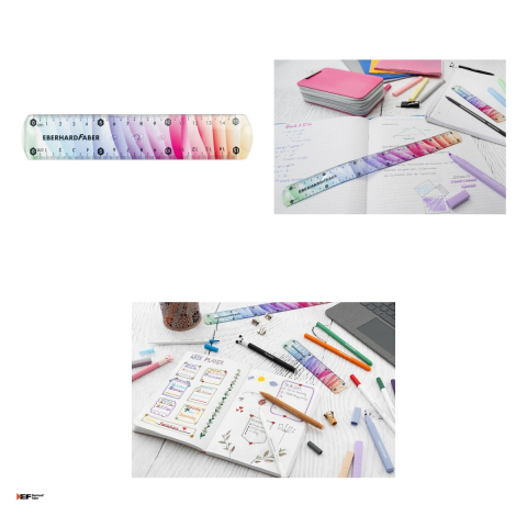 Set 5 rigle flexibile 15 cm Eberhard Faber Rainbow, plastic rezistent, pentru scoala si birou [3]