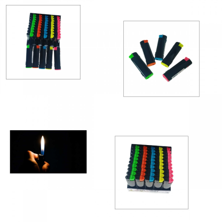 Set 50 brichete cu LED, de buzunar, BRFL00051, 81 x 25 x 10 mm, flacara reglabila, multicolor [3]