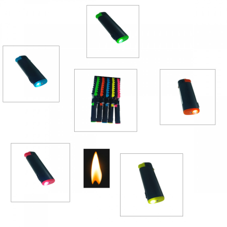 Set 50 brichete cu LED, de buzunar, BRFL00051, 81 x 25 x 10 mm, flacara reglabila, multicolor [2]