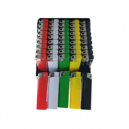 Aprinzatoare - Set 50 brichete de buzunar, BRF00023, 83 x 27 x 13 mm, flacara reglabila, multicolor