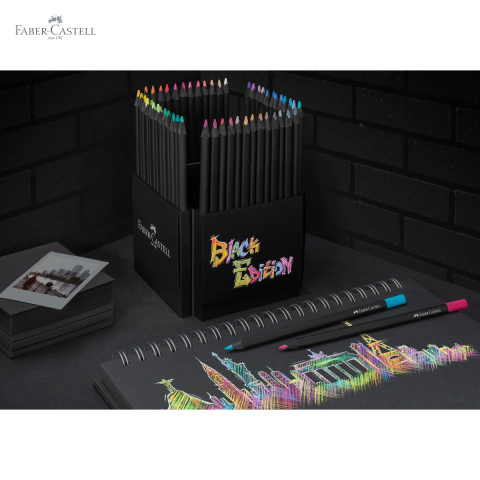 Set 50 creioane colorate Faber-Castell Black Edition, mina moale, forma triunghiulara ergonomica, pentru desen artistic [4]