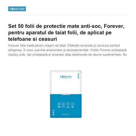 Set 50 folii de protectie mate anti-soc, Forever, pentru aparatul de taiat folii, de aplicat pe telefoane si ceasuri [1]