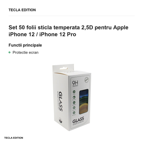 Set 50 folii sticla temperata 2,5D pentru Apple iPhone 12 / iPhone 12 Pro [1]
