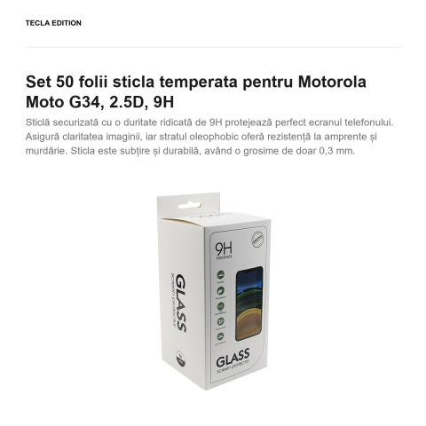 Set 50 folii sticla temperata pentru Motorola Moto G34, 2.5D, 9H [1]