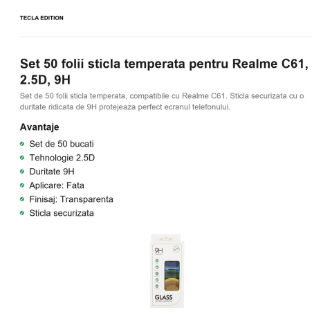 Set 50 folii sticla temperata pentru Realme C61, 2.5D, 9H [1]