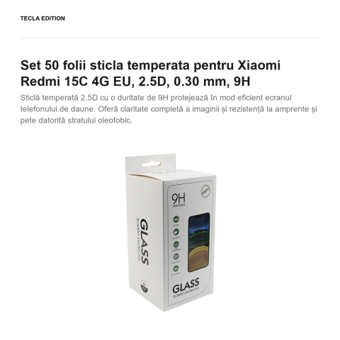 Set 50 folii sticla temperata pentru Xiaomi Redmi 15C 4G EU, 2.5D, 0.30 mm, 9H [1]