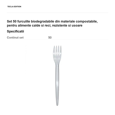 Set 50 furculite biodegradabile din materiale compostabile, pentru alimente calde si reci, rezistente si usoare [2]