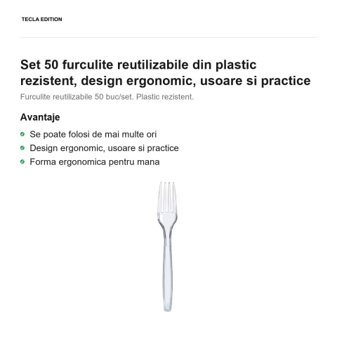 Set 50 furculite reutilizabile din plastic rezistent, design ergonomic, usoare si practice [1]
