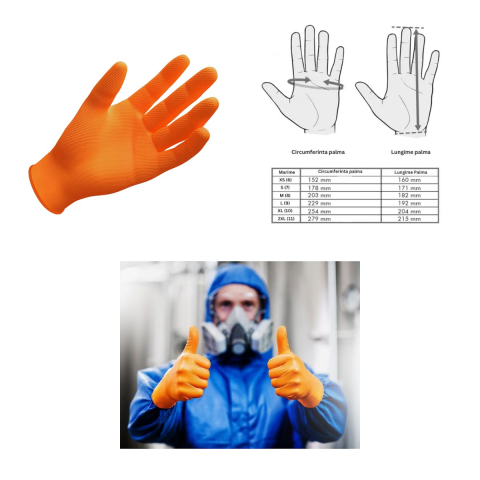 Set 50 manusi Gripzzly din nitril cu textura diamantata pentru aderenta, fara pudra si fara latex, ambidextre, marime S, portocalii [3]
