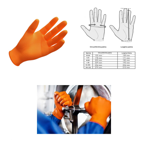 Set 50 manusi Gripzzly din nitril cu textura diamantata pentru aderenta, fara pudra si fara latex, ambidextre, marime XL, portocalii [3]