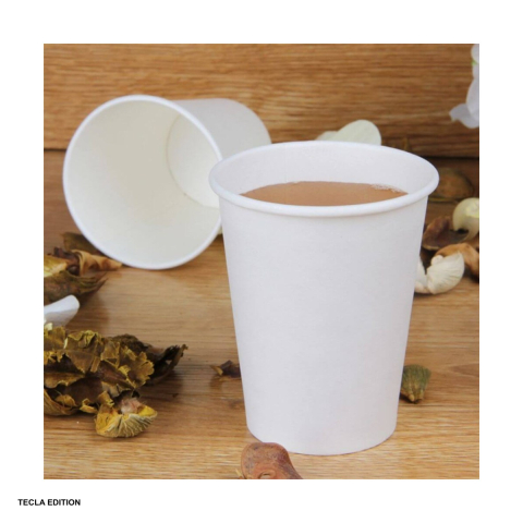 Set 50 pahare din carton 355 ml de unica folosinta pentru bauturi calde si reci, albe [3]