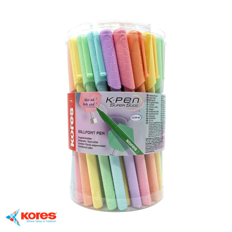 Instrumente de scris - Set 50 pixuri semi-gel Kores, varf 1 mm, culori pastel, de unica folosinta