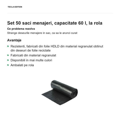 Set 50 saci menajeri, capacitate 60 l, la rola [1]