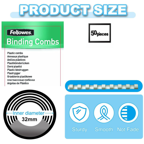 Set 50 Spire plastic 32 mm alb pentru legat documente A4 pana la 280 coli Fellowes [1]