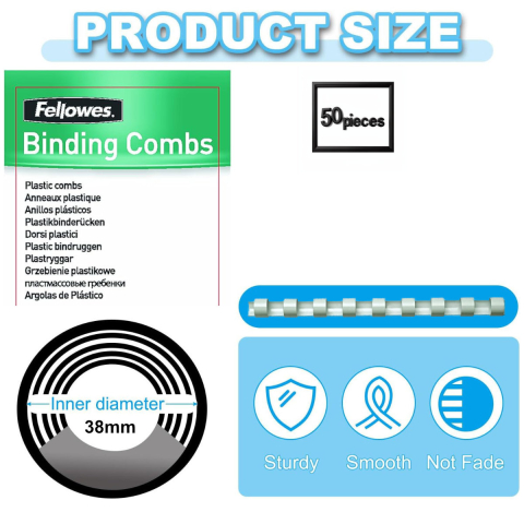 Set 50 Spire plastic 38 mm alb pentru legat documente A4 pana la 340 coli Fellowes [1]