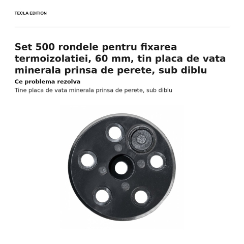 Set 500 rondele pentru fixarea termoizolatiei, 60 mm, tin placa de vata minerala prinsa de perete, sub diblu [1]