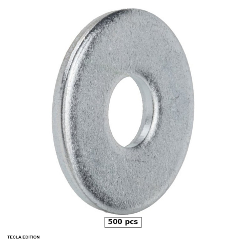 Ultra Promo - Set 500 saibe plate DIN 125, M6, 6.4x12x1.6 mm, otel HV100, zincate alb, impart strangerea pe o suprafata mai mare, ca surubul sau piulita sa nu intre in piesa