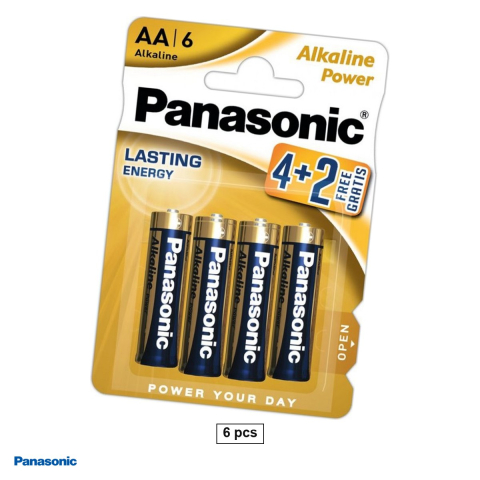 Energy - Set 6 baterii alcaline AA LR6 Panasonic Alkaline Power LR6APB, 1.5 V, 14.5 x 50.5 mm, in blister