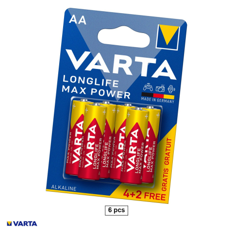 Energy - Set 6 baterii alcaline AA LR6 VARTA Max Power 4706, 1.5 V, 14.5 x 50.5 mm, in blister