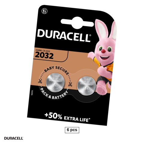 Energy - Set 6 baterii litiu Duracell CR2032, litiu - dioxid de mangan, 3 V, 265 mAh, 20 x 3.2 mm, 3 blistere a cate 2 bucati