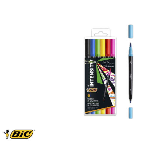 Set 6 carioci Bic Intensity Intense Dual-Tip, varf pensula si varf fin 0.7 mm, pentru schite si decoratiuni [4]