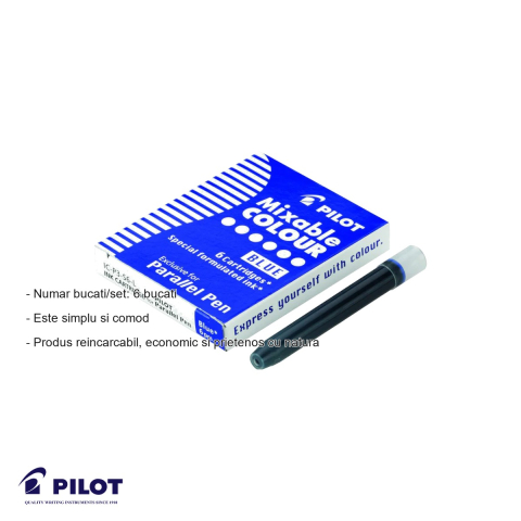 Set 6 cartuse cerneala albastra Pilot, compatibile Parallel Pen, reincarcare economica [1]