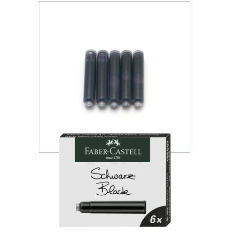 Set 6 Cartuse Cerneala Neagra Intensa pentru Stilou, Care Poate fi Stearsa, Faber-Castell, Pentru Documente si Uz Zilnic, Standard International [2]