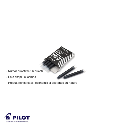 Set 6 cartuse cerneala neagra Pilot, compatibile Parallel Pen, reincarcare economica si ecologica [1]
