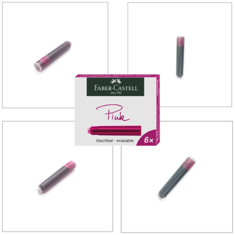Set 6 Cartuse Cerneala Roz Vibrant pentru Stilou, Care Poate fi Stearsa, Faber-Castell, Pentru Creativitate si Planificare, Standard International [2]