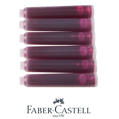 Set 6 Cartuse Cerneala Roz Vibrant pentru Stilou, Care Poate fi Stearsa, Faber-Castell, Pentru Creativitate si Planificare, Standard International [1]