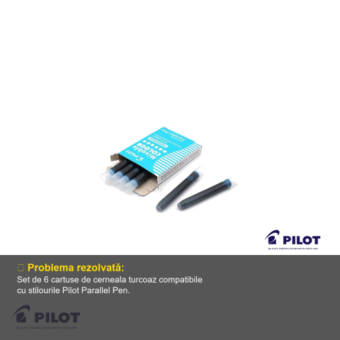 Set 6 cartuse cerneala turcoaz Pilot Parallel Pen, reincarcare economica si ecologica [3]