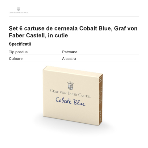 Set 6 cartuse de cerneala Cobalt Blue, Graf von Faber Castell, in cutie [2]
