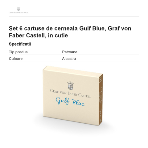 Set 6 cartuse de cerneala Gulf Blue, Graf von Faber Castell, in cutie [2]