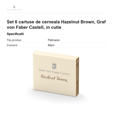 Set 6 cartuse de cerneala Hazelnut Brown, Graf von Faber Castell, in cutie [2]