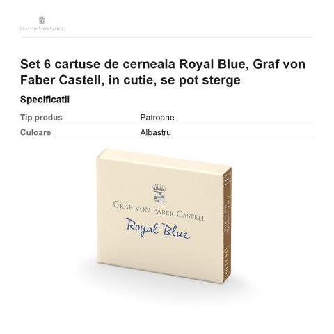 Set 6 cartuse de cerneala Royal Blue, Graf von Faber Castell, in cutie, se pot sterge [2]