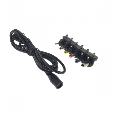 Mufe si conectori electrici - Set 6 conectori alimentare curent DC, 2.5 - 5.5mm, cu cablu alimentare 100cm, CADC-2555-100PC