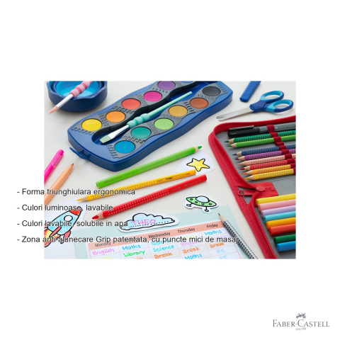 Set 6 creioane colorate Faber-Castell Grip 2001, forma triunghiulara ergonomica, pentru copii [1]