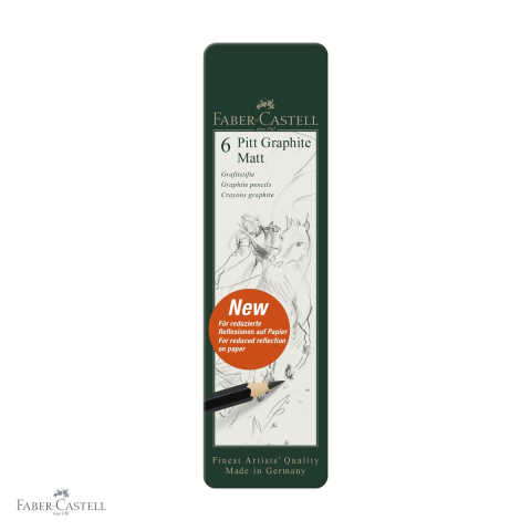 Creioane si ascutitori - Set 6 creioane grafit mat Pitt Faber-Castell, ultra-mat, fara reflexii, pentru desen si schite