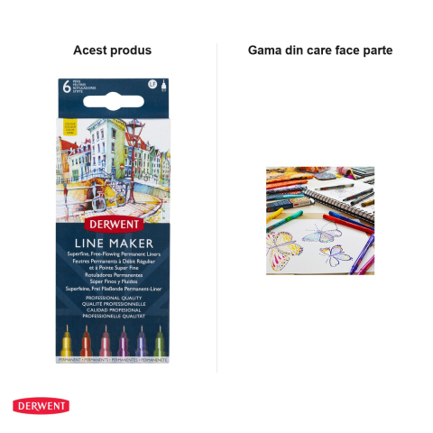 Set 6 linere colorate Derwent Professional, varf 0.3 mm, culori asortate [4]