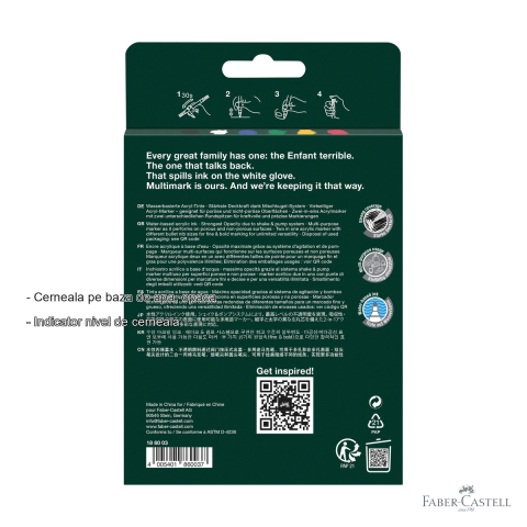 Set 6 markere acrilice Faber-Castell Multimark, varf dublu, culori de baza, pentru multiple suprafete [1]