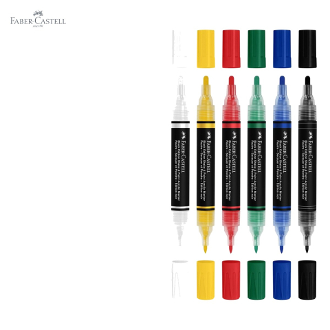 Set 6 markere acrilice Faber-Castell Shake&Paint, varf dublu, culori clasice, pentru suprafete multiple [4]